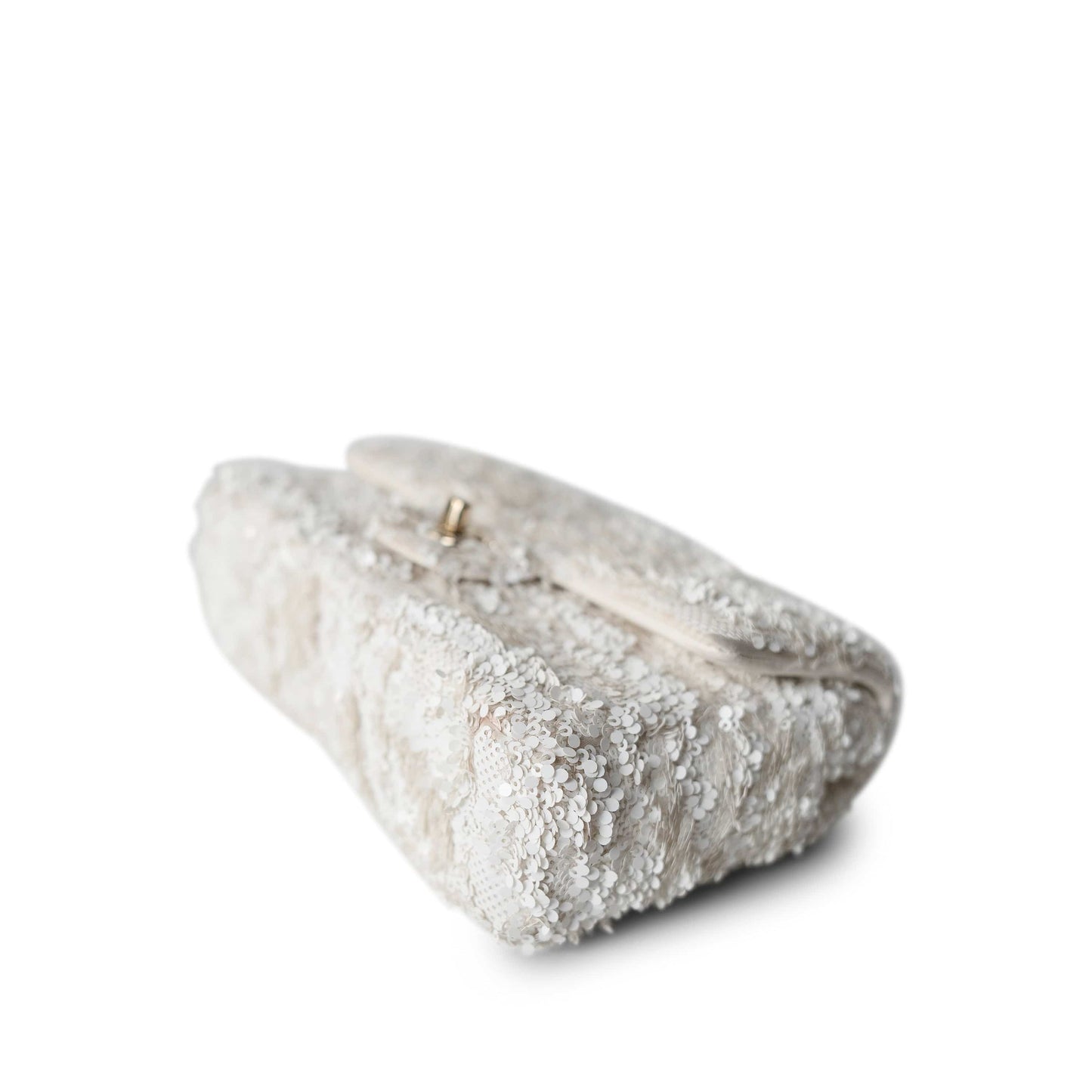 White Sequin Mini Rectangular Flap Bag LGHW