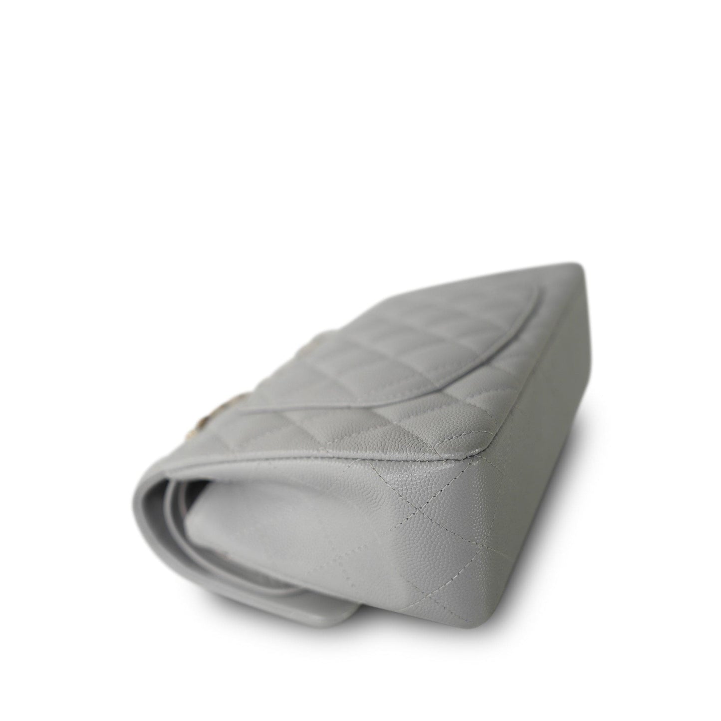21A Grey Caviar Quilted Classic Flap Small Light Gold Hardware