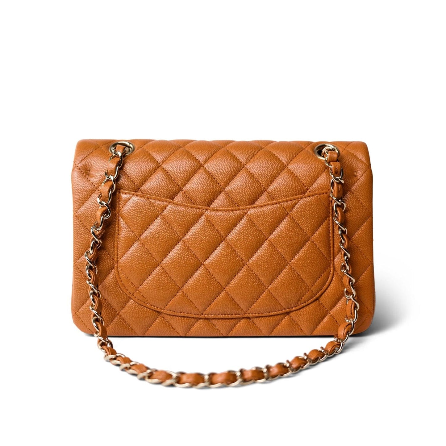 21A Caramel/Light Brown Caviar Quilted Classic Flap Small LGHW