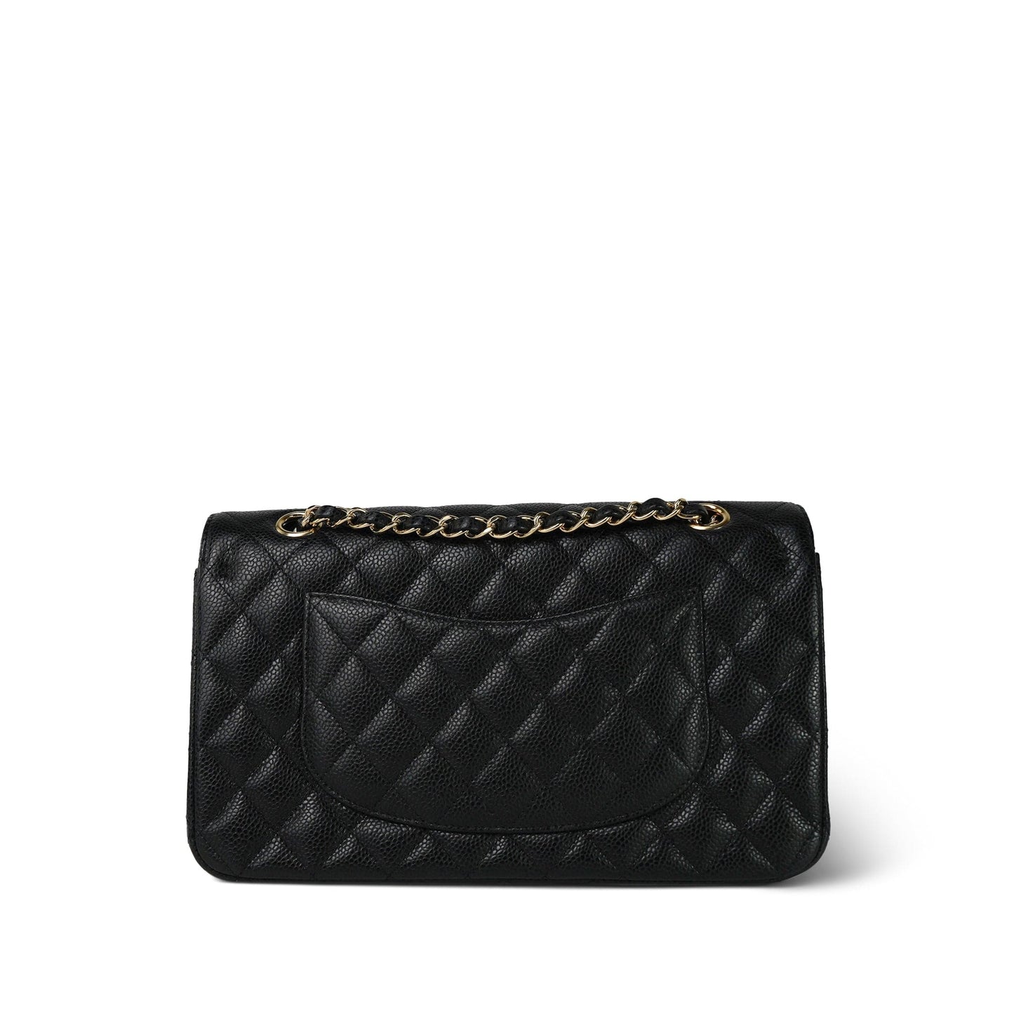 20S Black Caviar Quilted Classic Flap Medium Gold Hardware