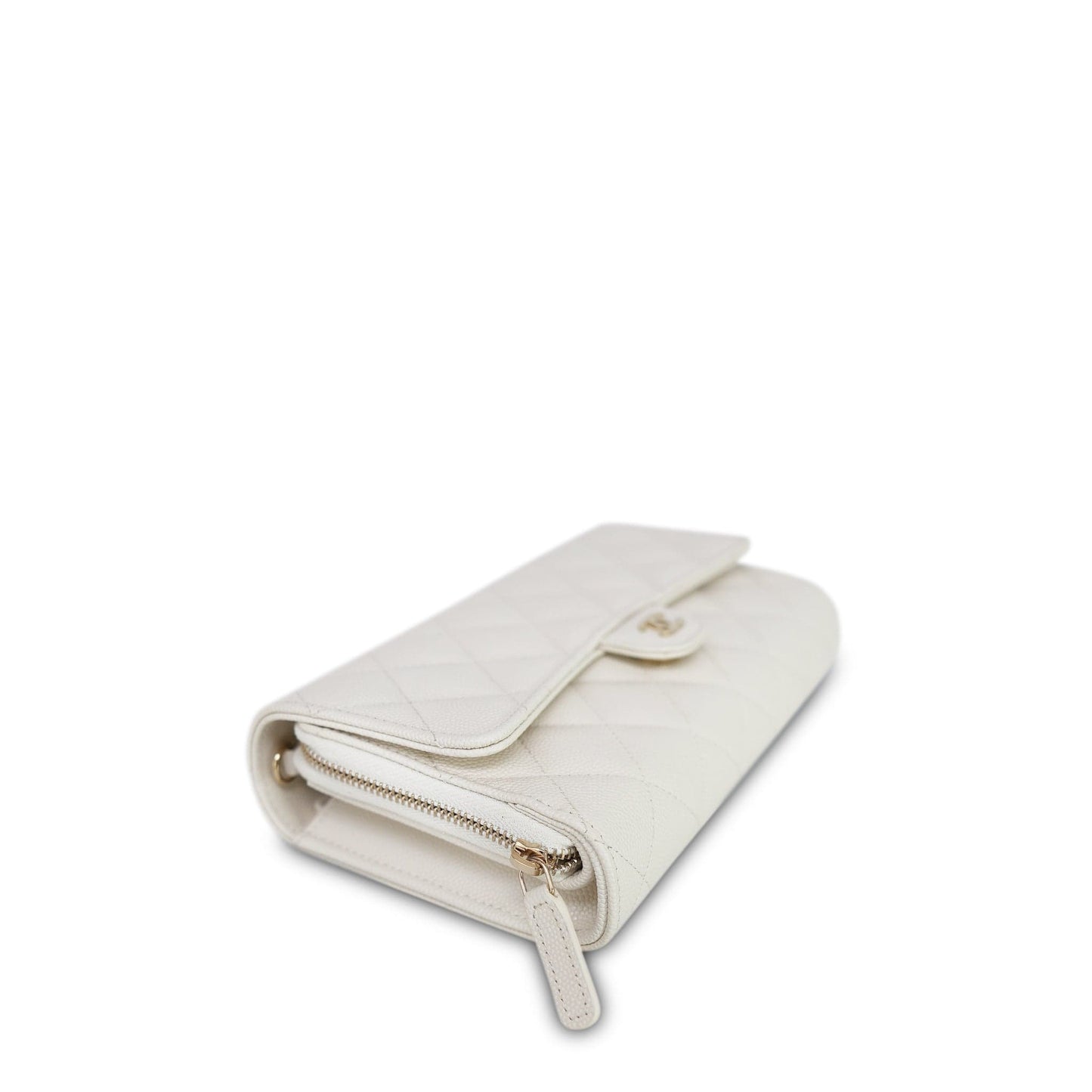 White Caviar Quilted Phone Holder Wallet On Chain LGHW