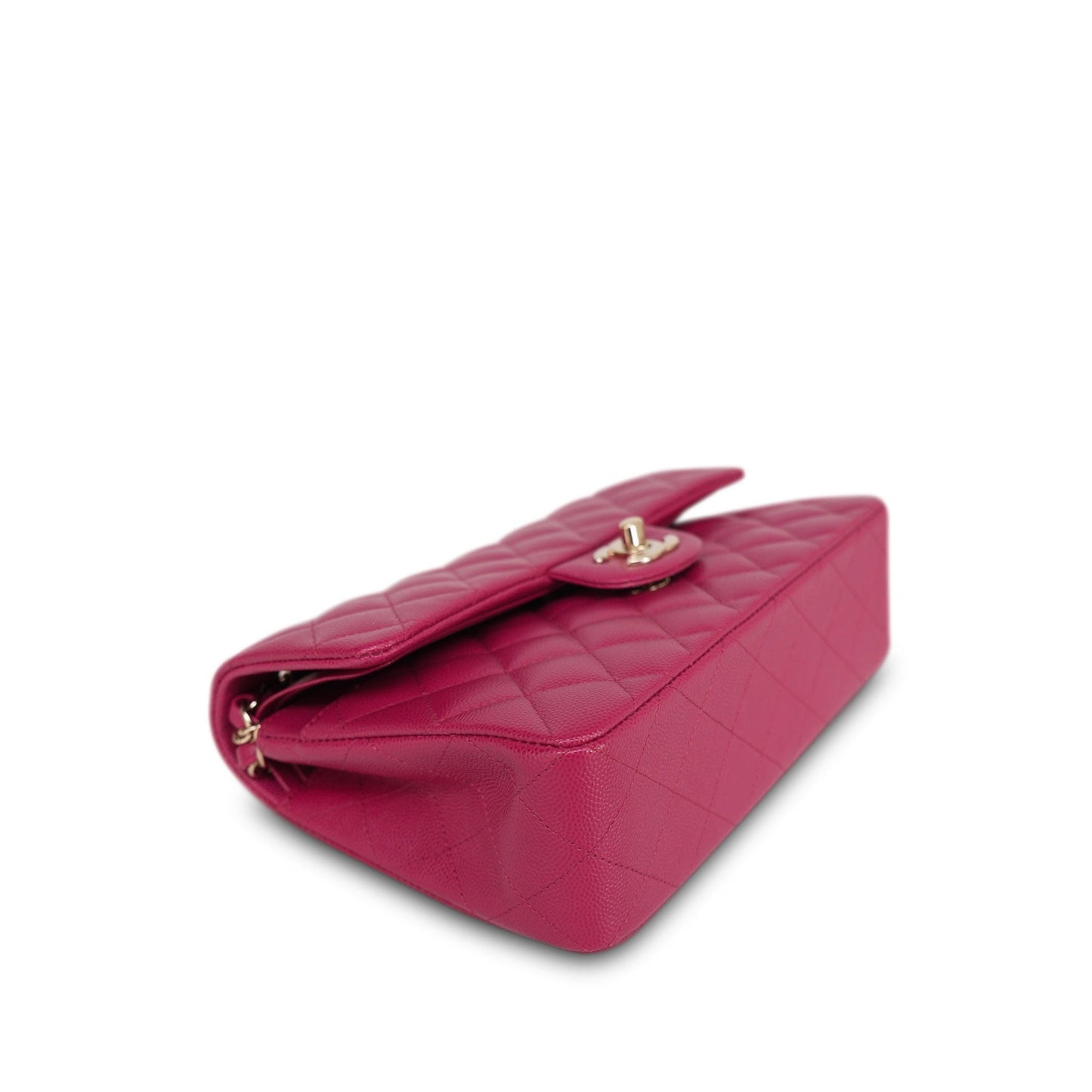 21A Dark Pink/Raspberry Caviar Quilted Classic Flap Small Light Gold Hardware