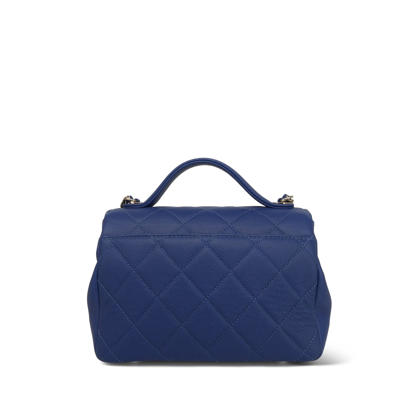 20P Blue Caviar Quilted Business Affinity Flap Small Light Gold Hardware