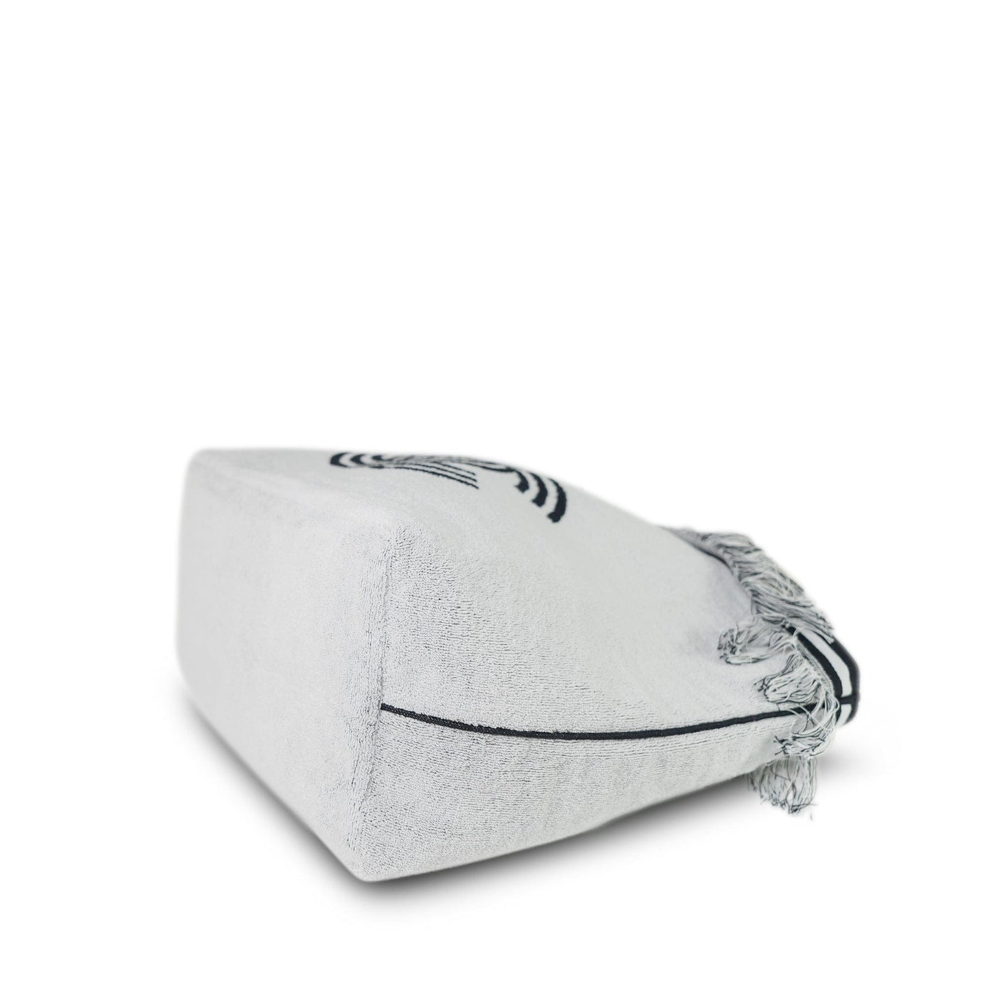 White/Black Terry Cloth Quilted CC Beach Tote with Towel Set