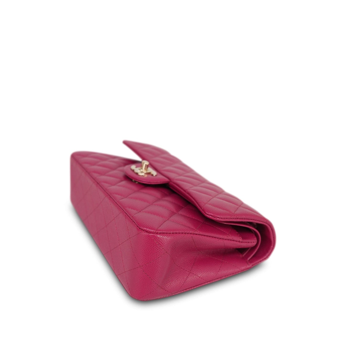 21A Dark Pink/Raspberry Caviar Quilted Classic Flap Small Light Gold Hardware