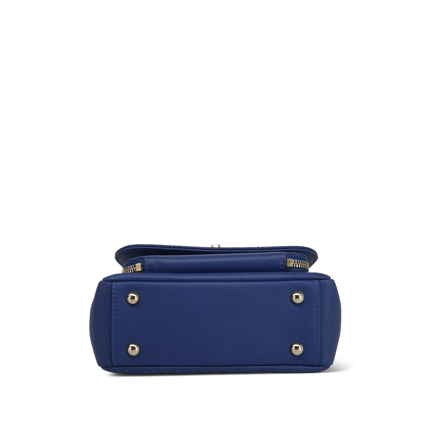 20P Blue Caviar Quilted Business Affinity Flap Small Light Gold Hardware