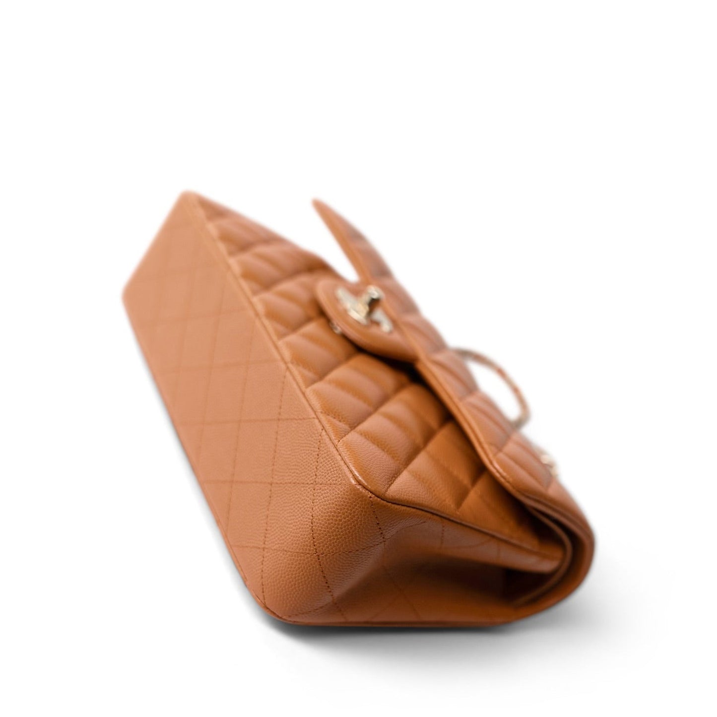 21A Caramel/Light Brown Caviar Quilted Classic Flap Small LGHW