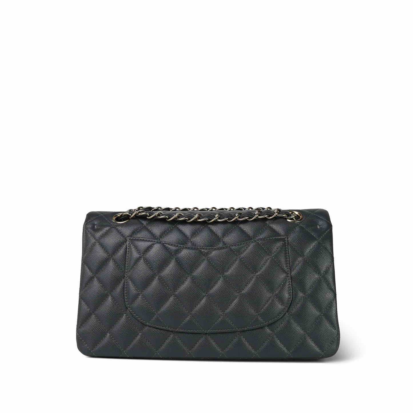 21B Dark Grey Caviar Quilted Classic Flap Medium Light Gold Hardware