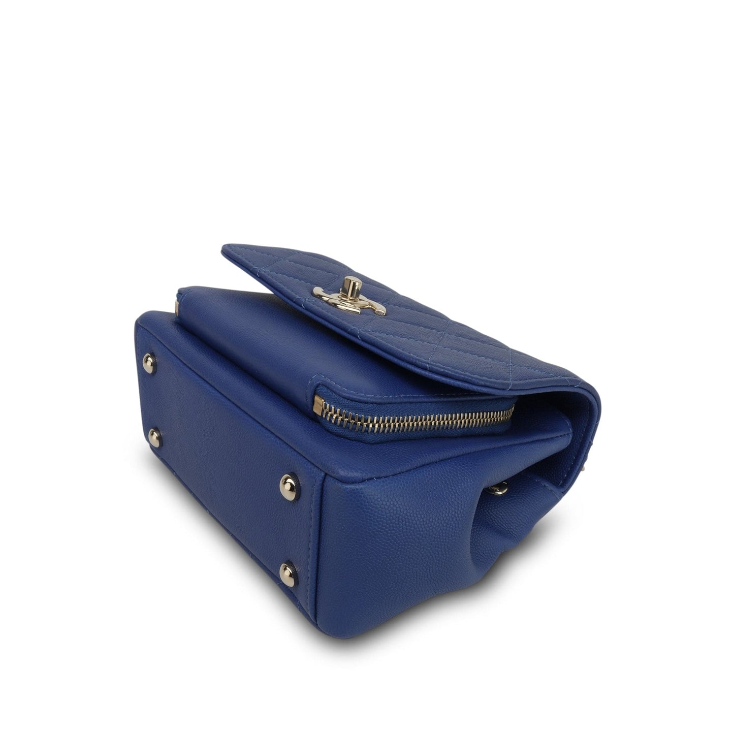 20P Blue Caviar Quilted Business Affinity Flap Small Light Gold Hardware