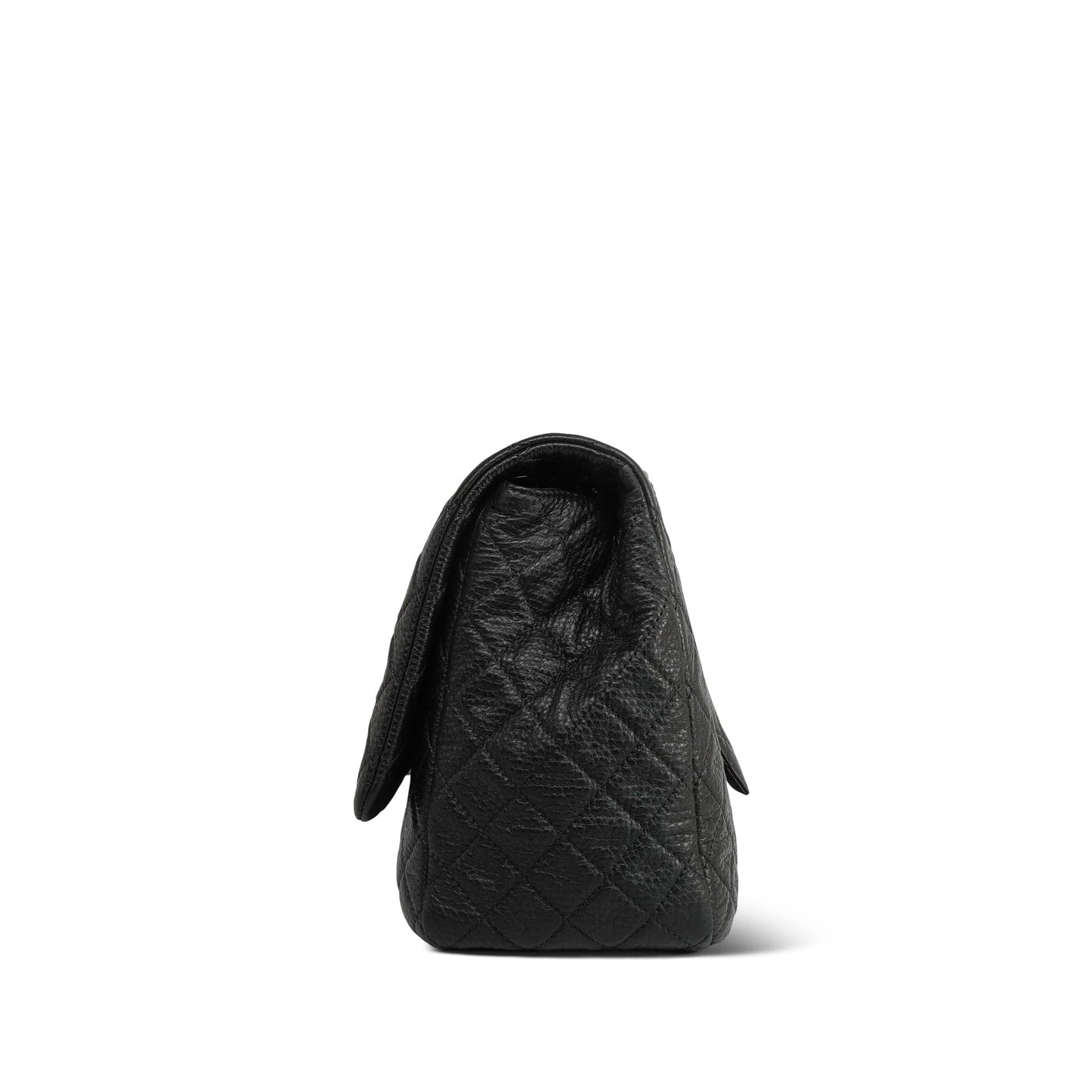 20A Black Grained Calfskin XXL Travel Flap Bag Ruthenium Hardware