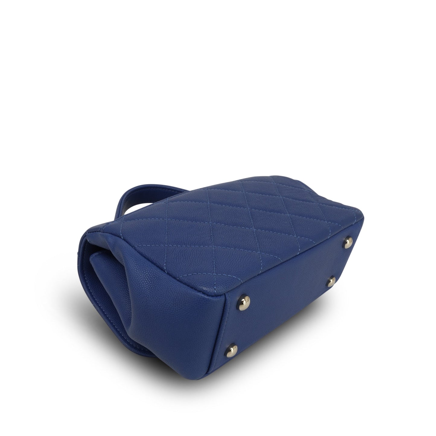 20P Blue Caviar Quilted Business Affinity Flap Small Light Gold Hardware