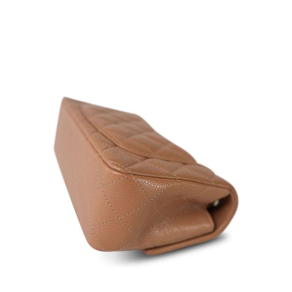 18S Dark Beige Caviar Quilted Mini Rectangular Flap LGHW