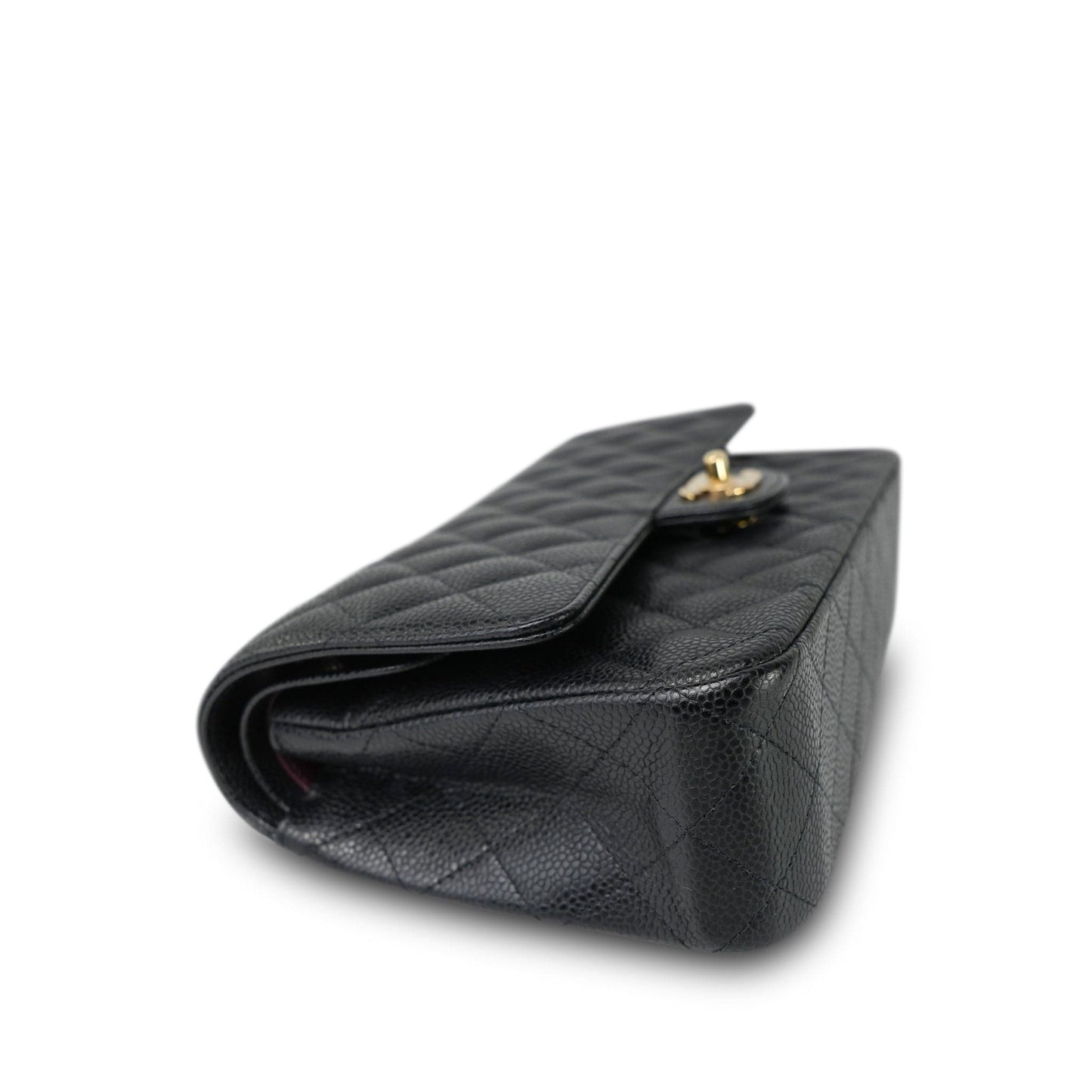 20S Black Caviar Quilted Classic Flap Medium Gold Hardware