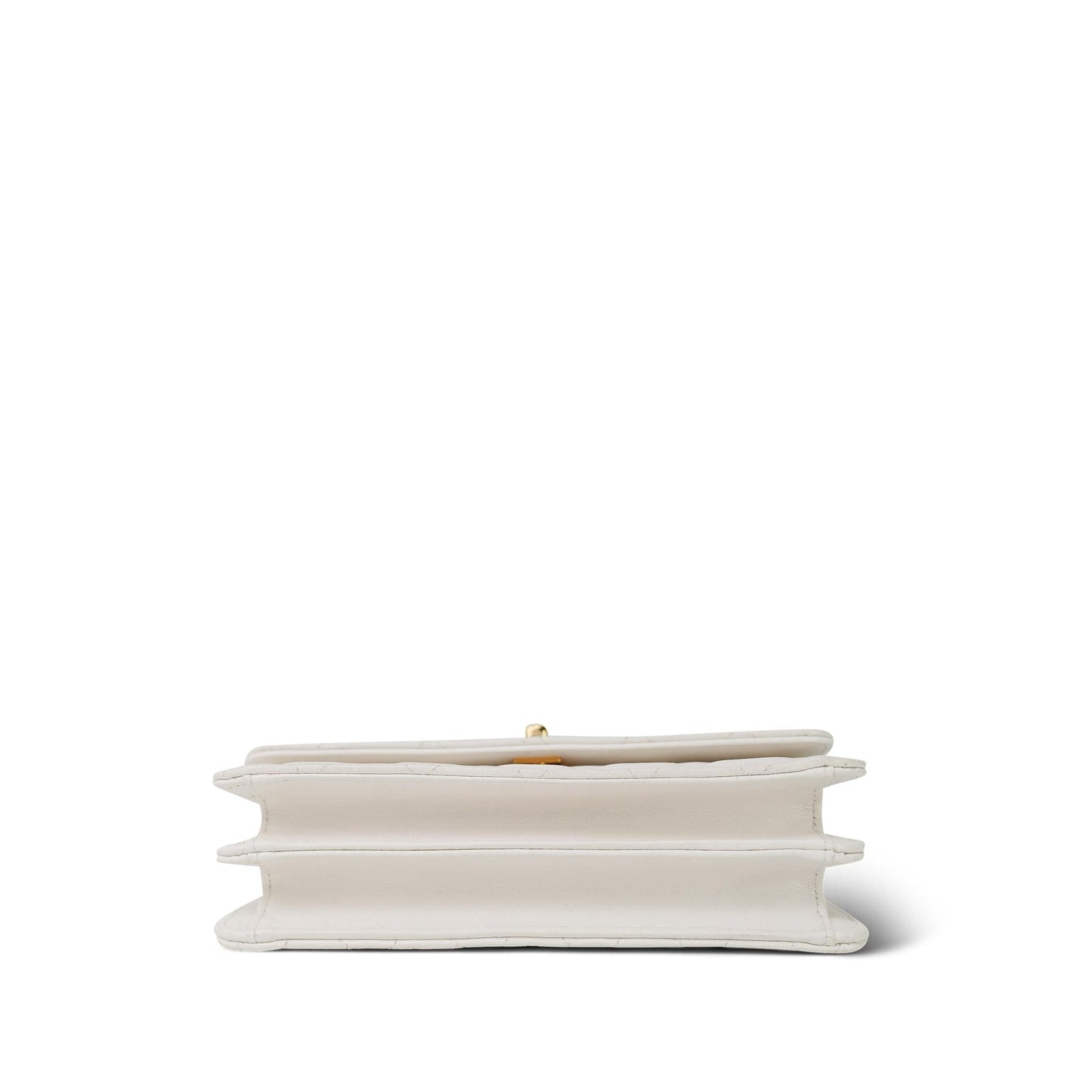 White Caviar Quilted Flap Charm Wallet On Chain WOC Gold Hardware