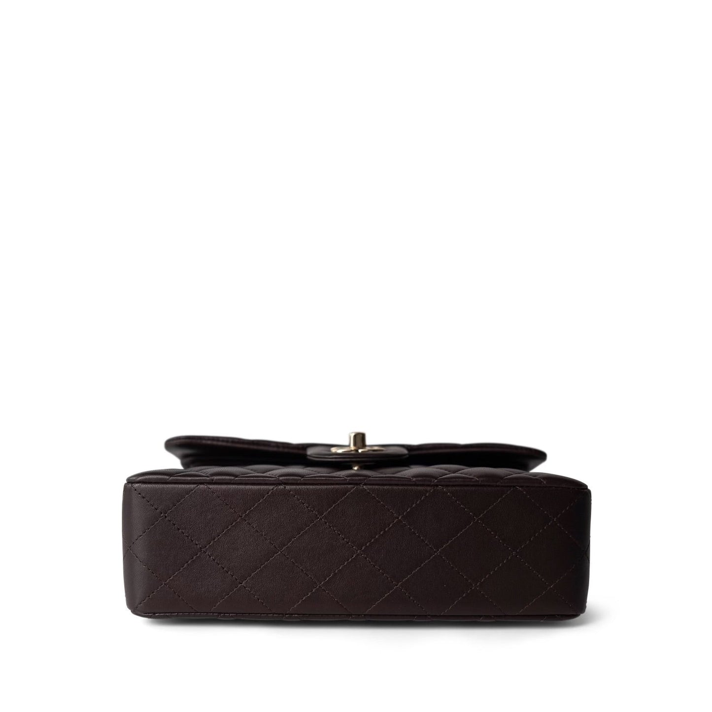 21A Dark Brown Lambskin Quilted Classic Flap Small LGHW