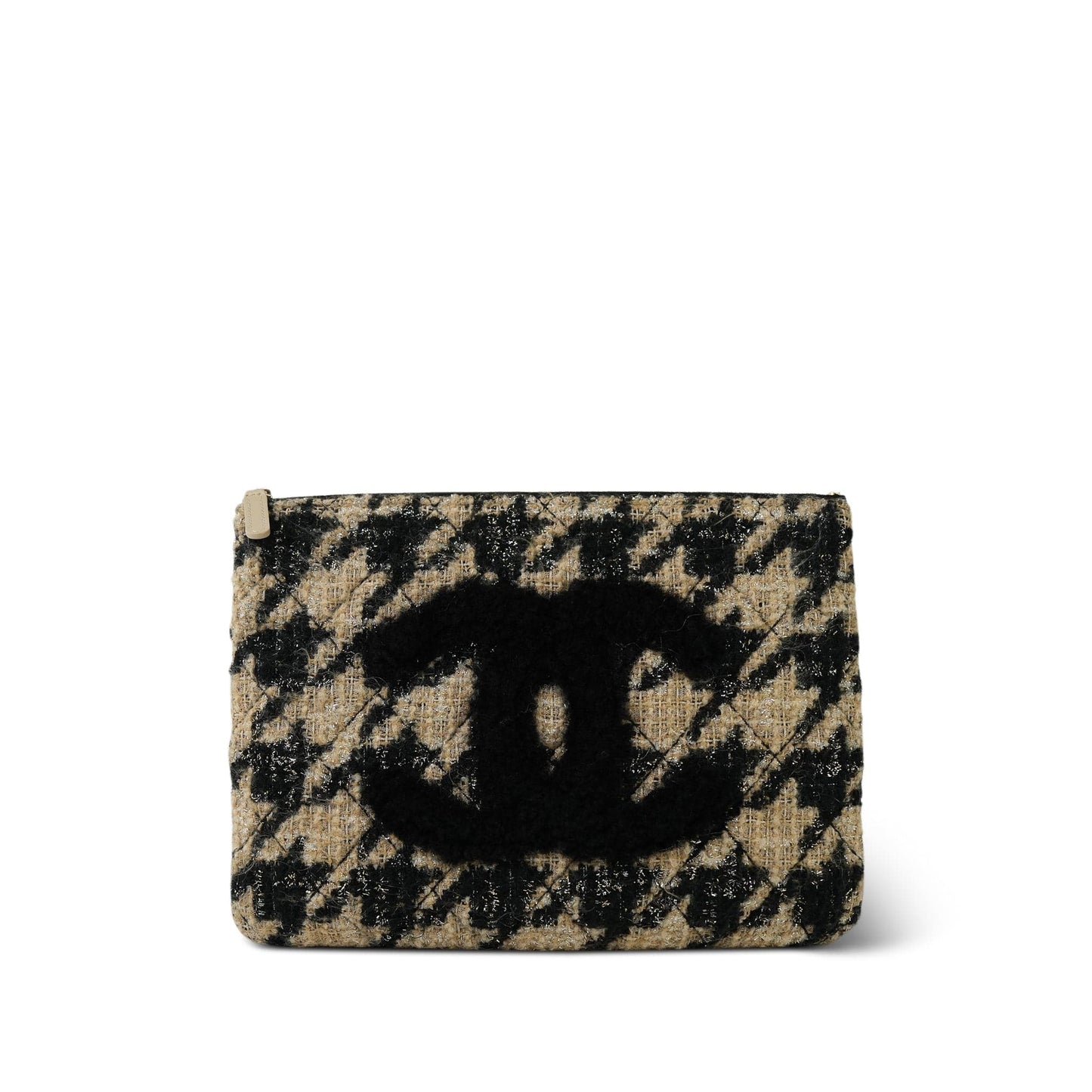 19K Beige/Black Tweed Shearling O-Case Pouch