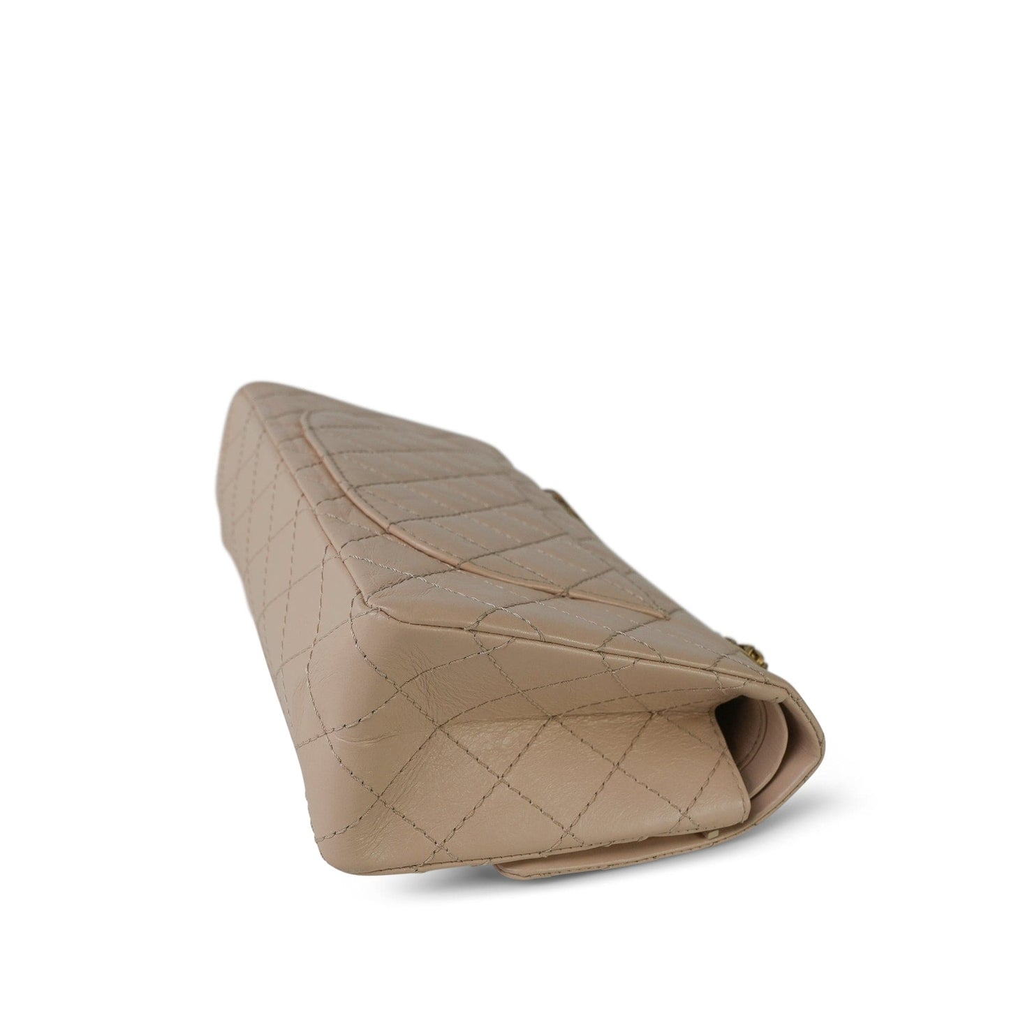 18A Beige Crumpled Calfskin Quilted Reissue 2.55 225 Aged Gold Hardware