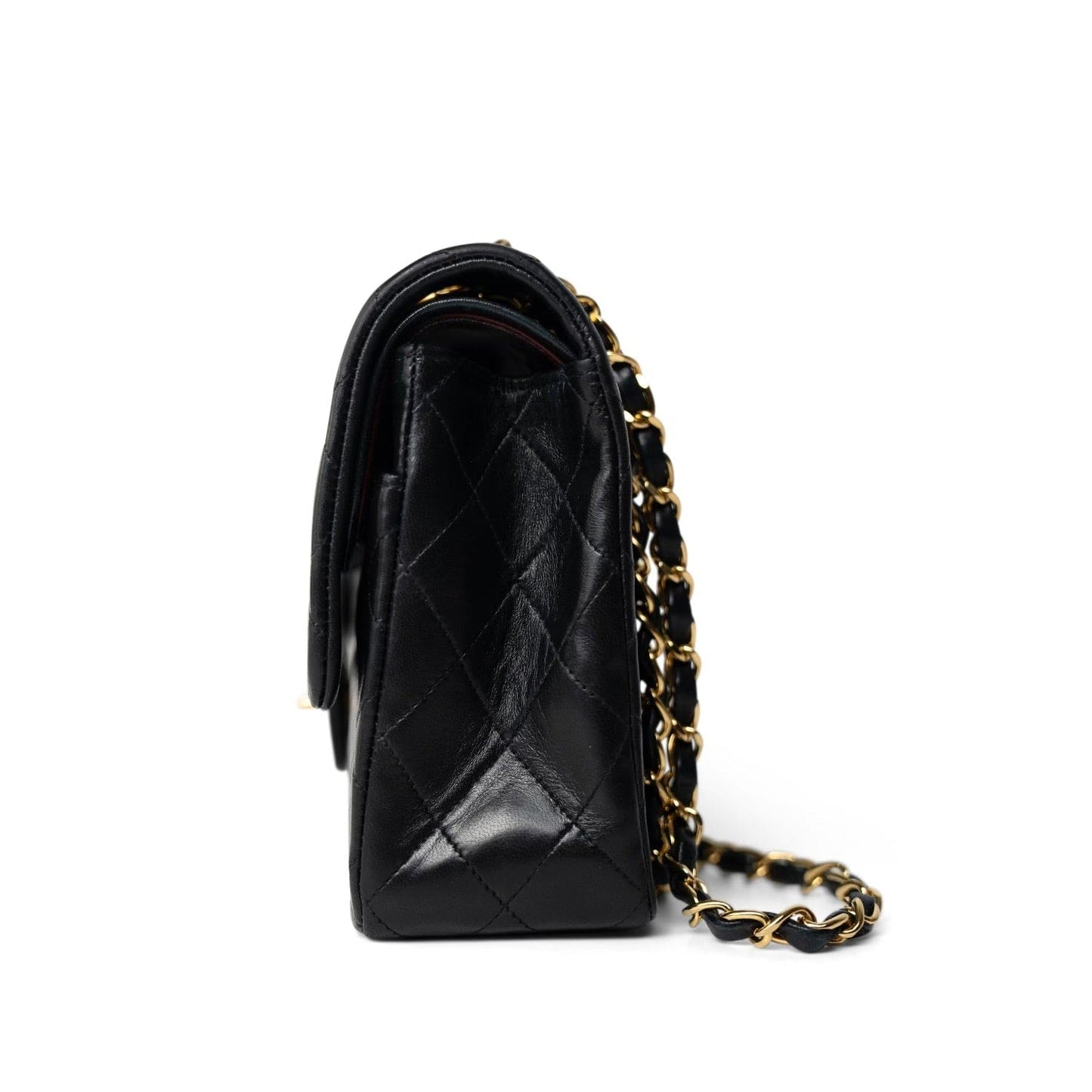 Vintage Black Lambskin Quilted Classic Flap Bag Medium GHW