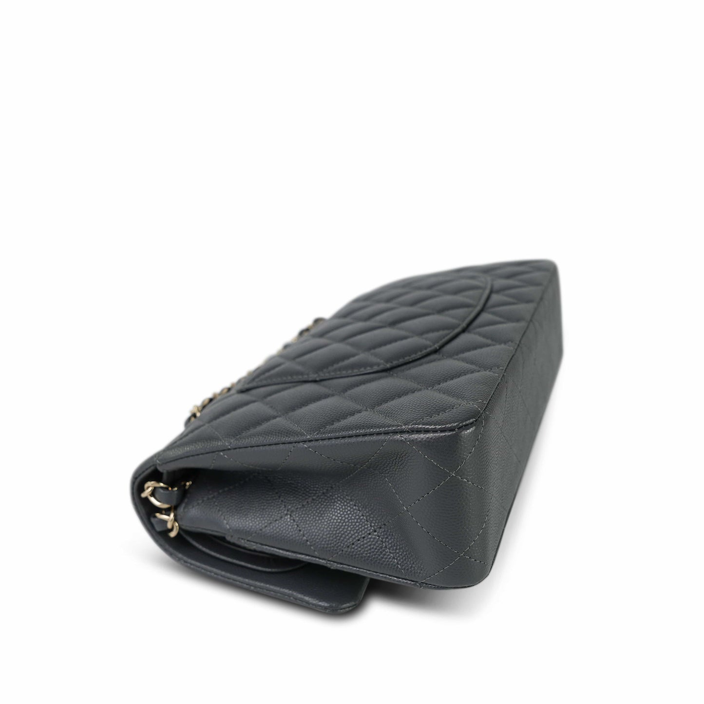 21B Dark Grey Caviar Quilted Classic Flap Medium Light Gold Hardware