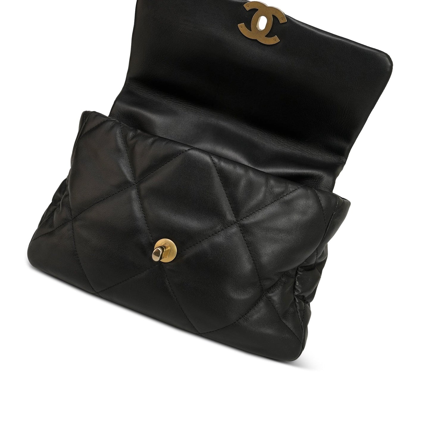 20B Black Lambskin Quilted 19 Flap Medium/Large MHW