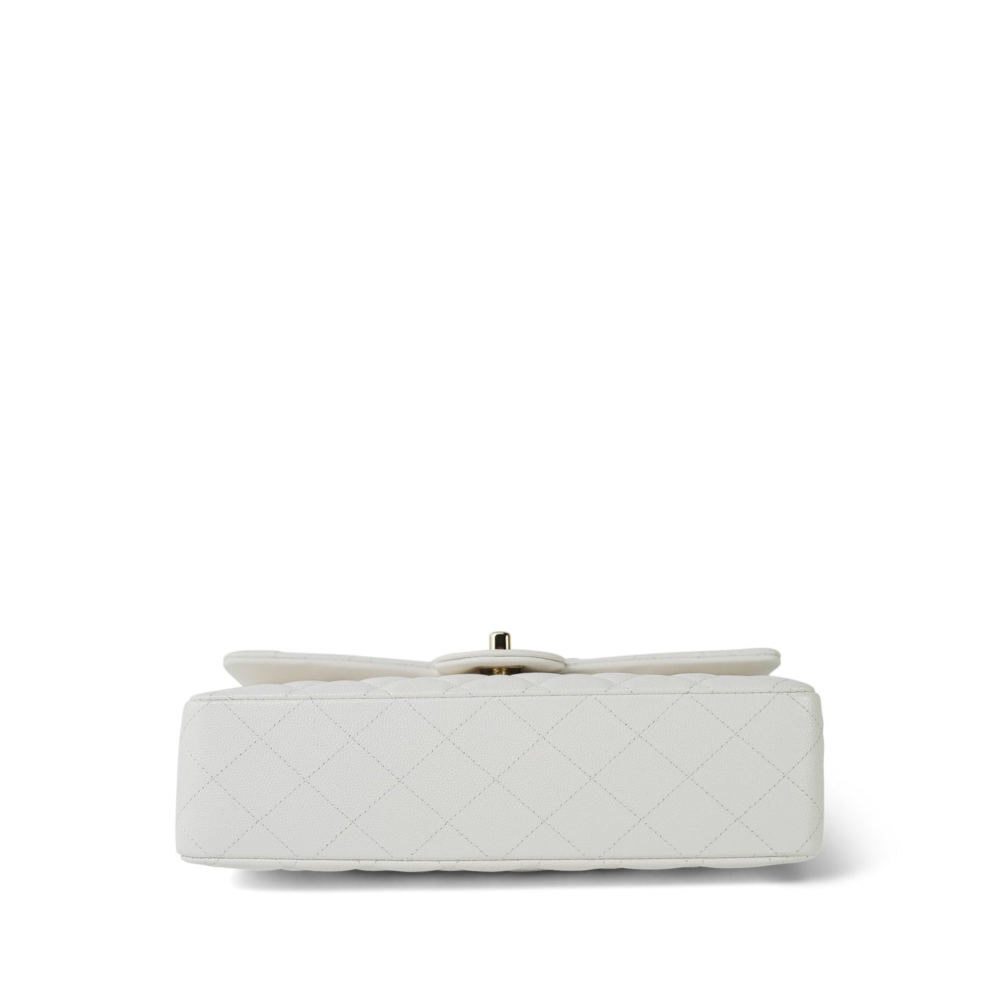 White Caviar Quilted Classic Flap Medium Light Gold Hardware