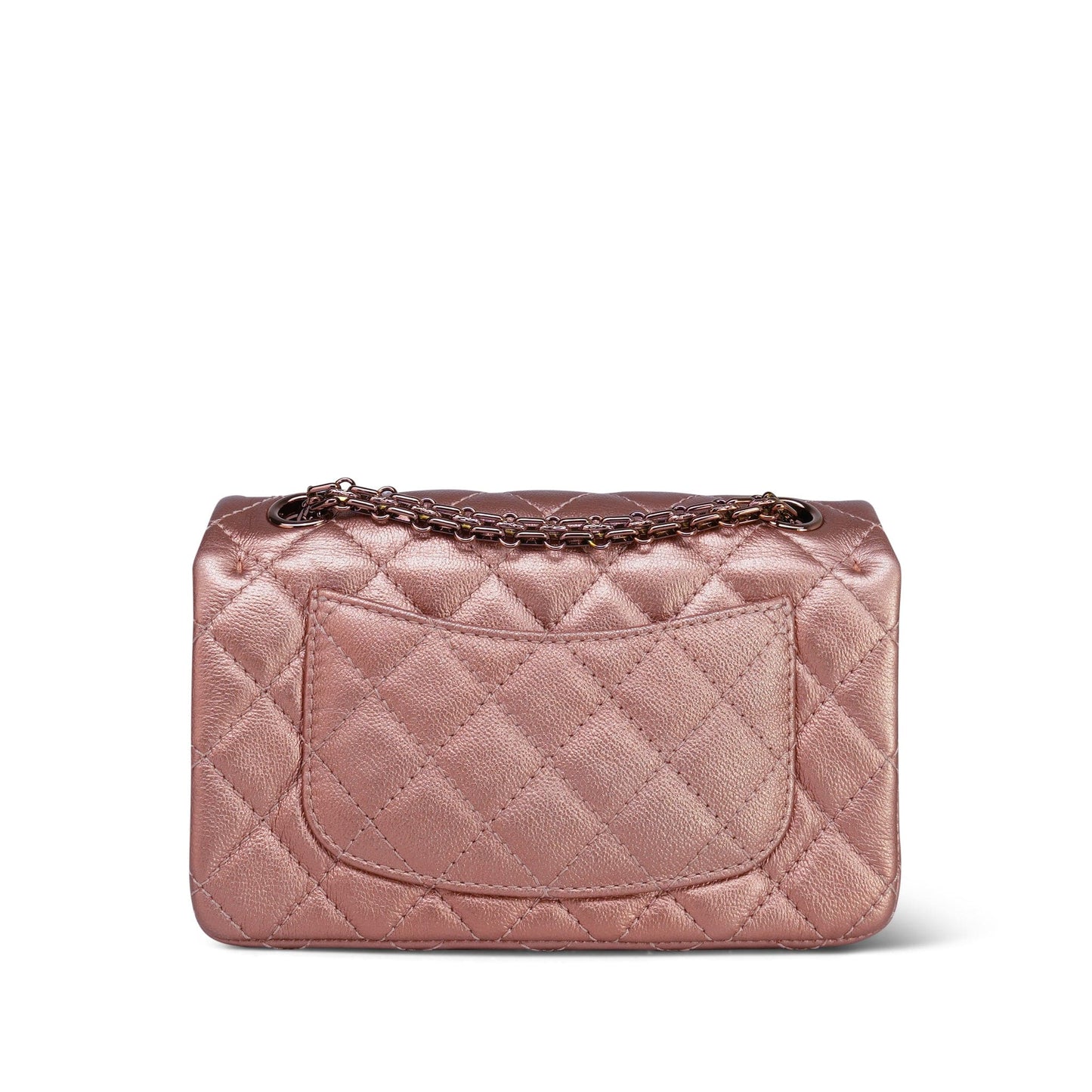 21A Rose Gold Grained Calfskin Quilted Mini Reissue 2.55 Flap Bag