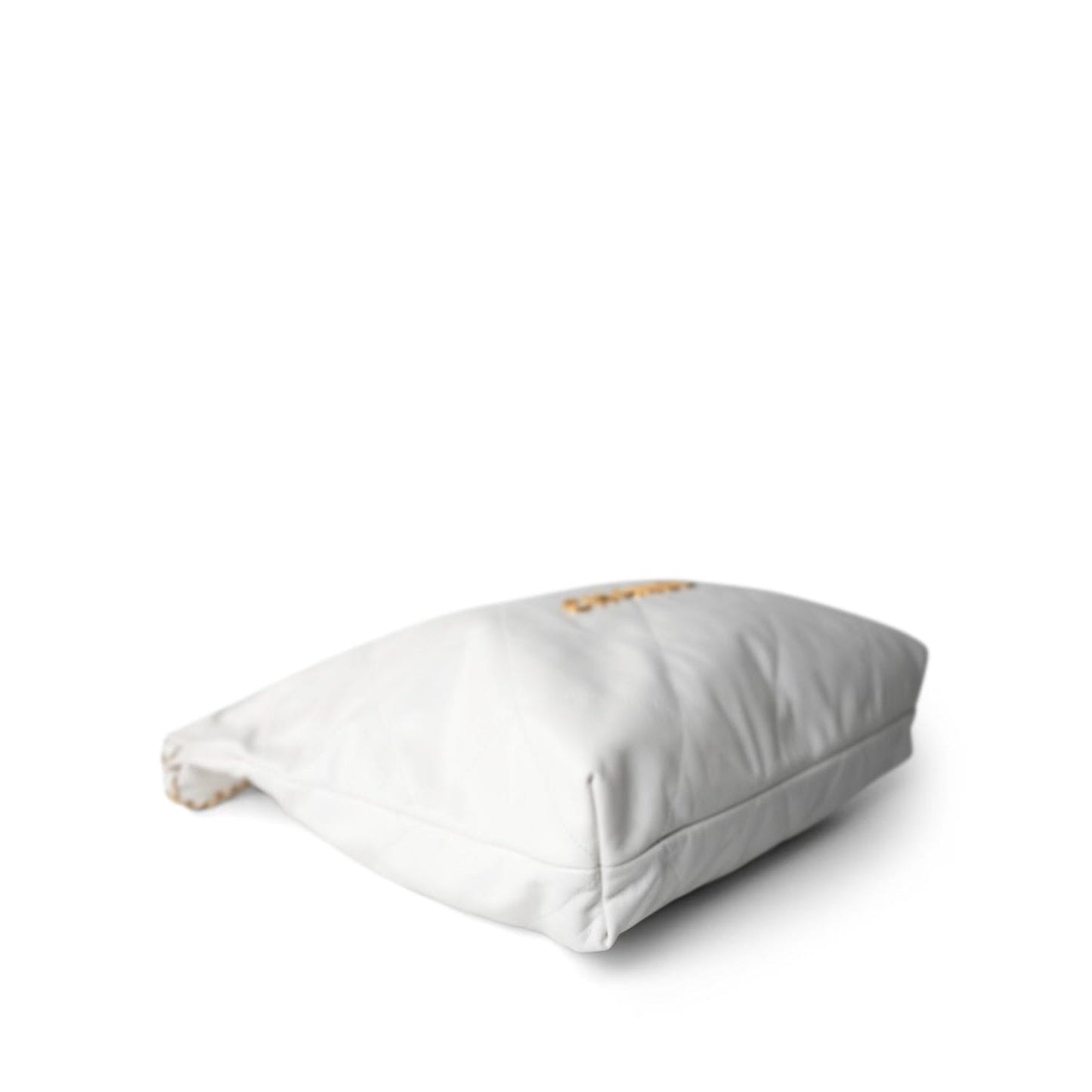 White Calfskin Quilted 22 Hobo Bag Medium Antique Gold Hardware