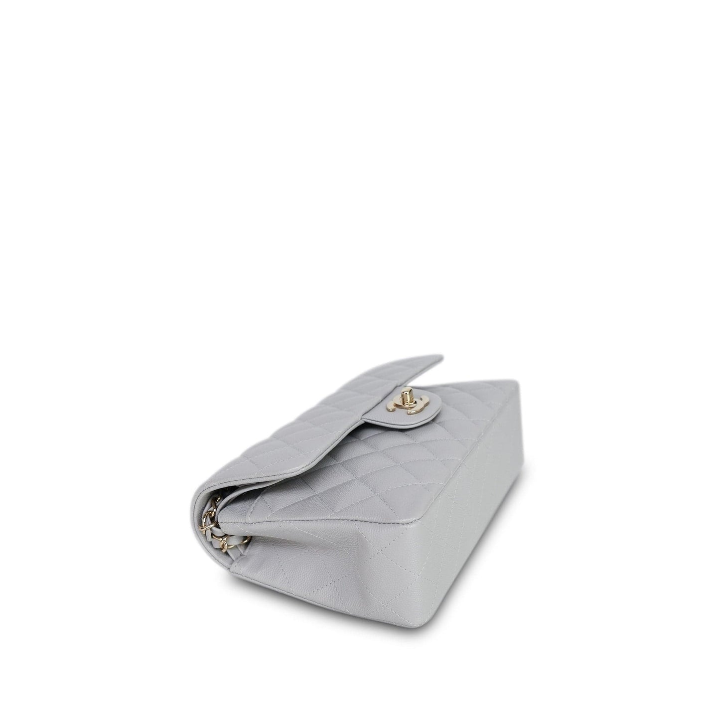 21A Grey Caviar Quilted Classic Flap Small Light Gold Hardware