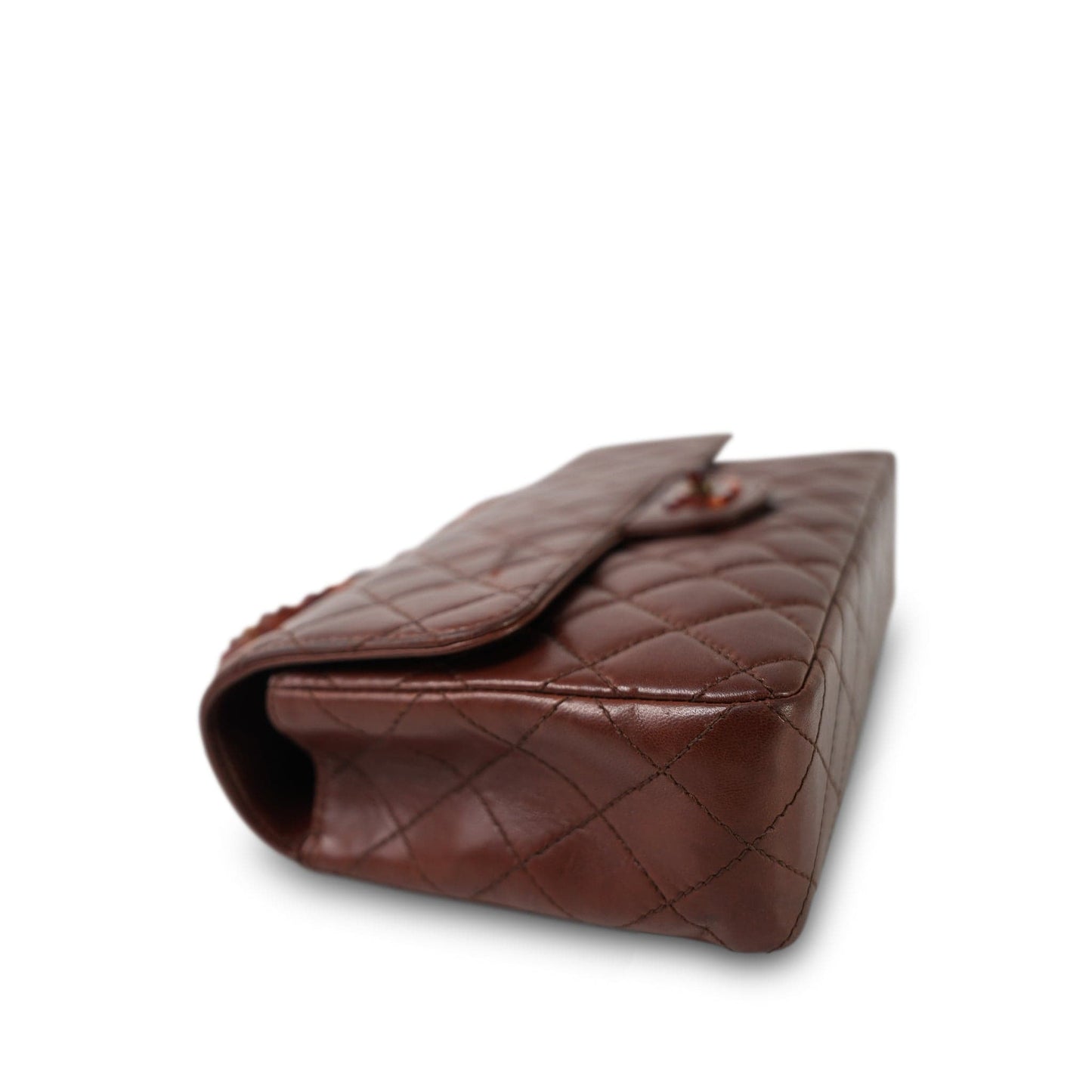 Vintage Brown Lambskin Quilted Single Flap Medium Tortoiseshell Hardware