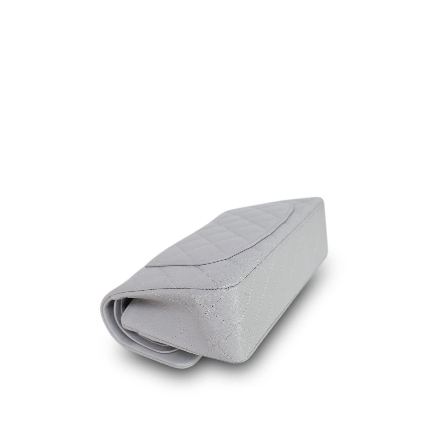 21A Grey Caviar Quilted Classic Flap Small Light Gold Hardware