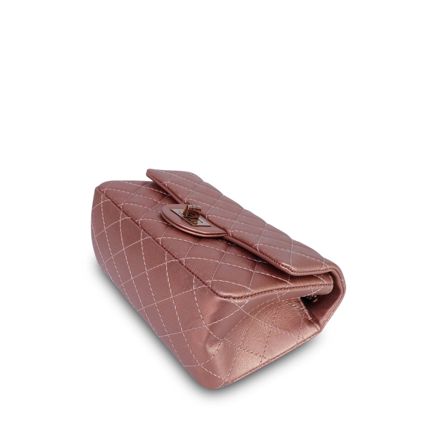 21A Rose Gold Grained Calfskin Quilted Mini Reissue 2.55 Flap Bag