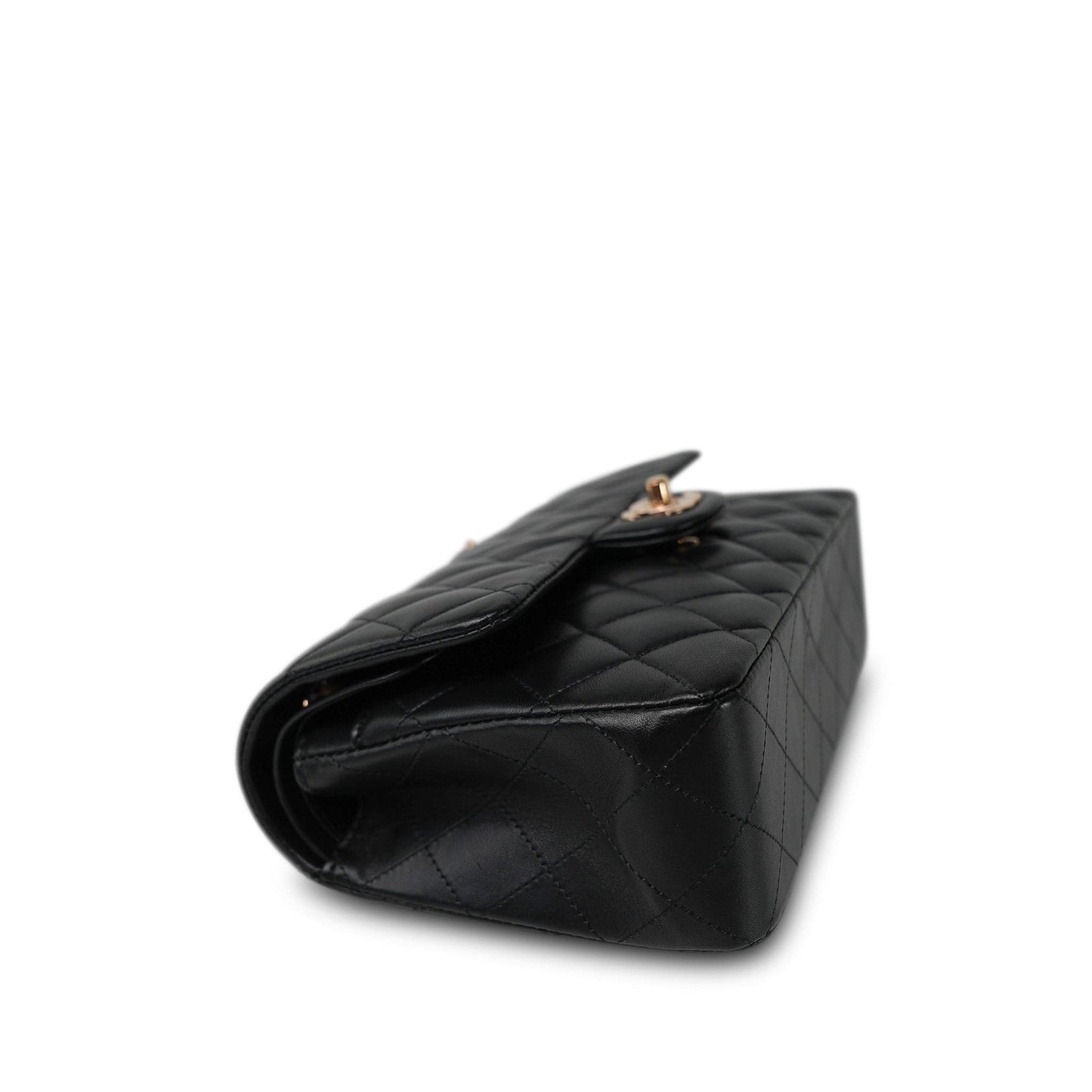 21B Black Lambskin Quilted Classic Flap Small Rose Gold Hardware
