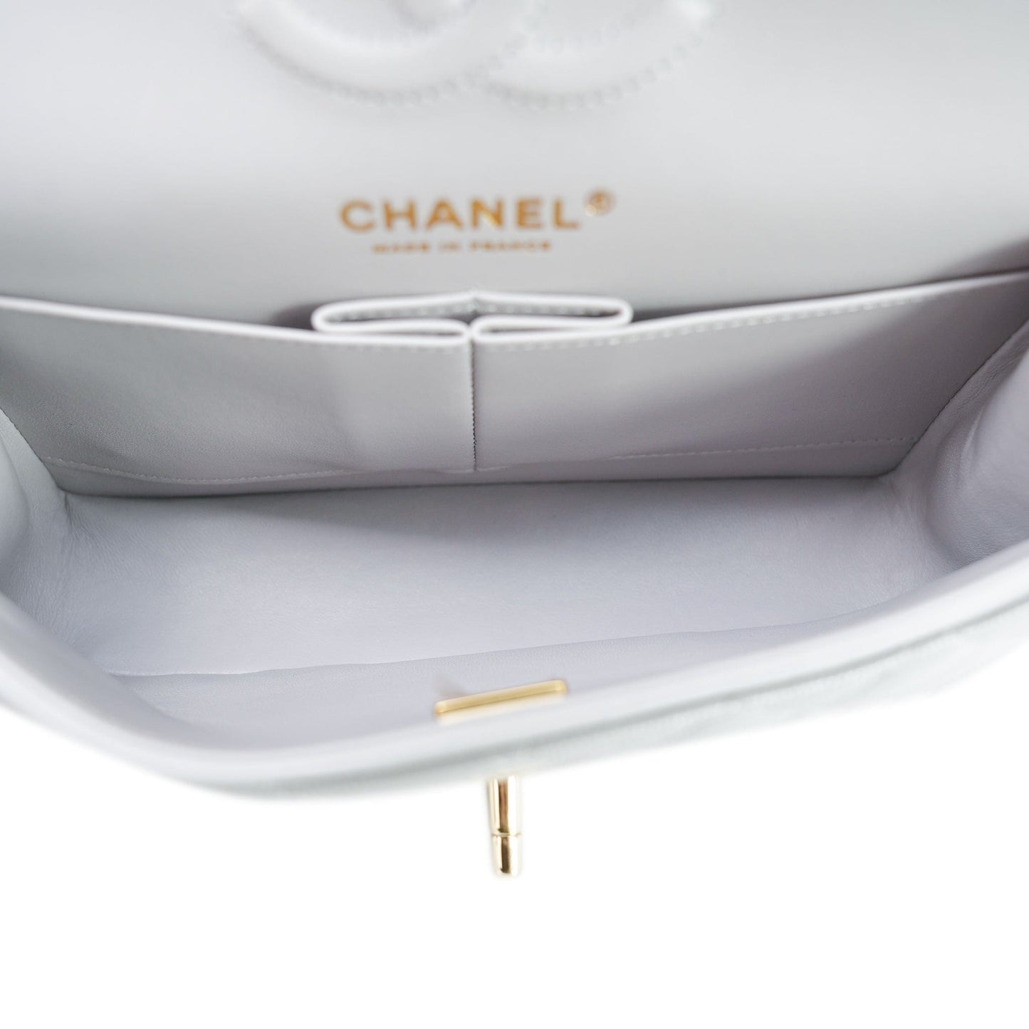 21A Grey Caviar Quilted Classic Flap Small Light Gold Hardware