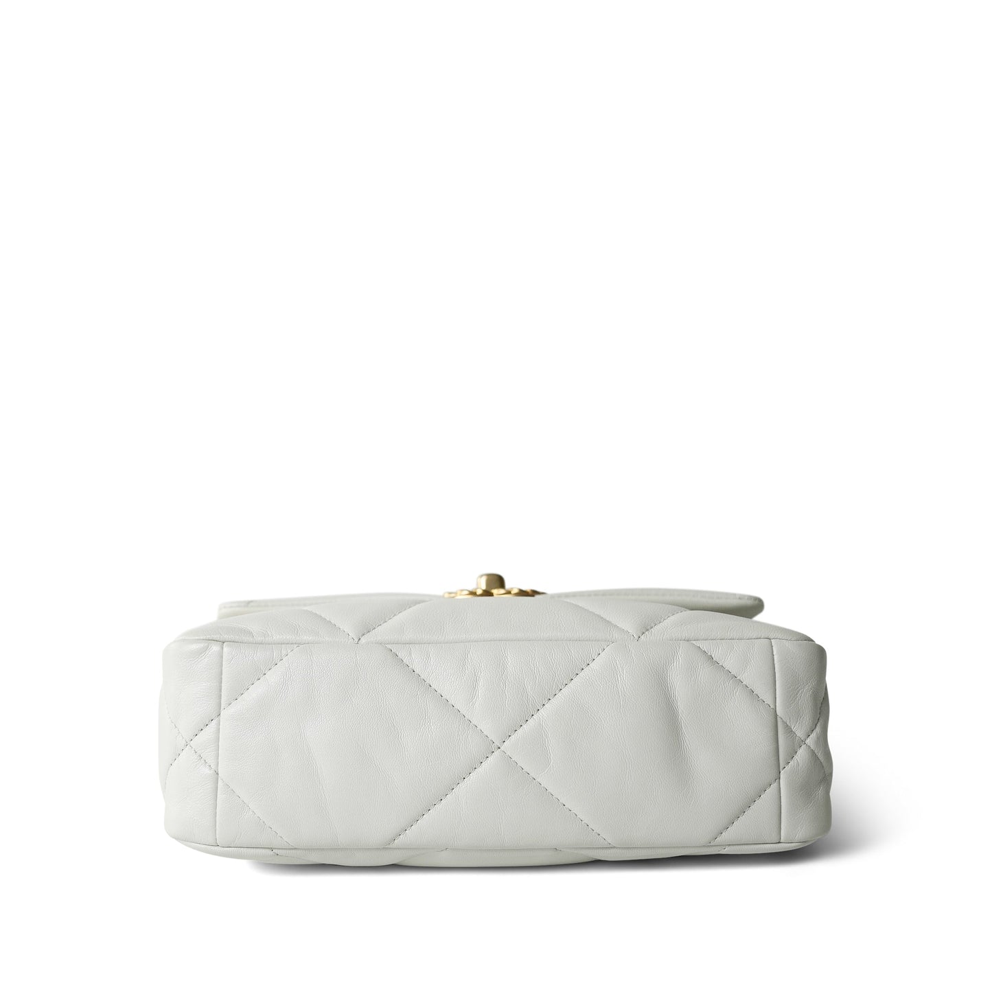 20A White Goatskin Quilted 19 Flap Small Mixed Hardware