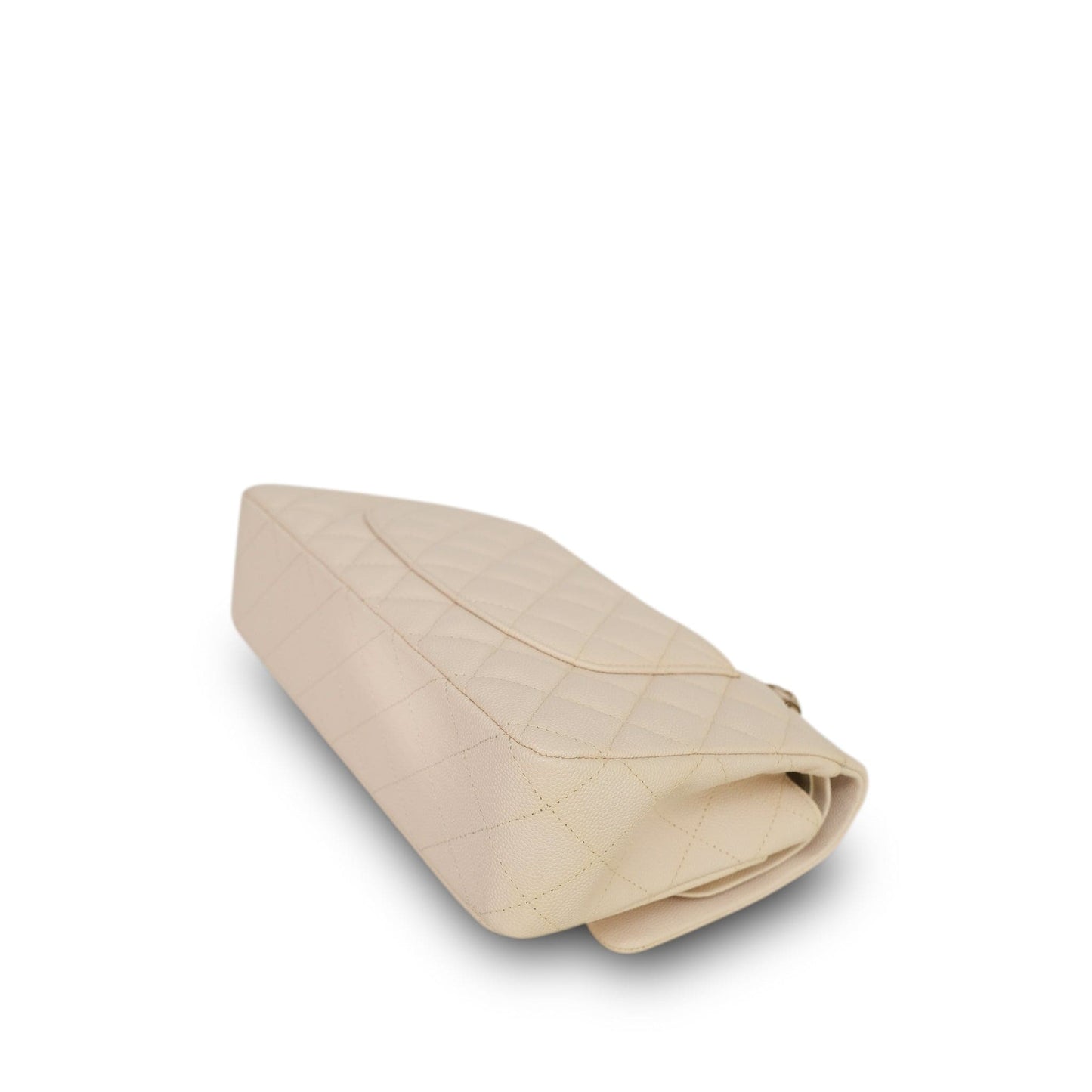 20C Beige/Ivory Caviar Quilted Classic Flap Medium LGHW