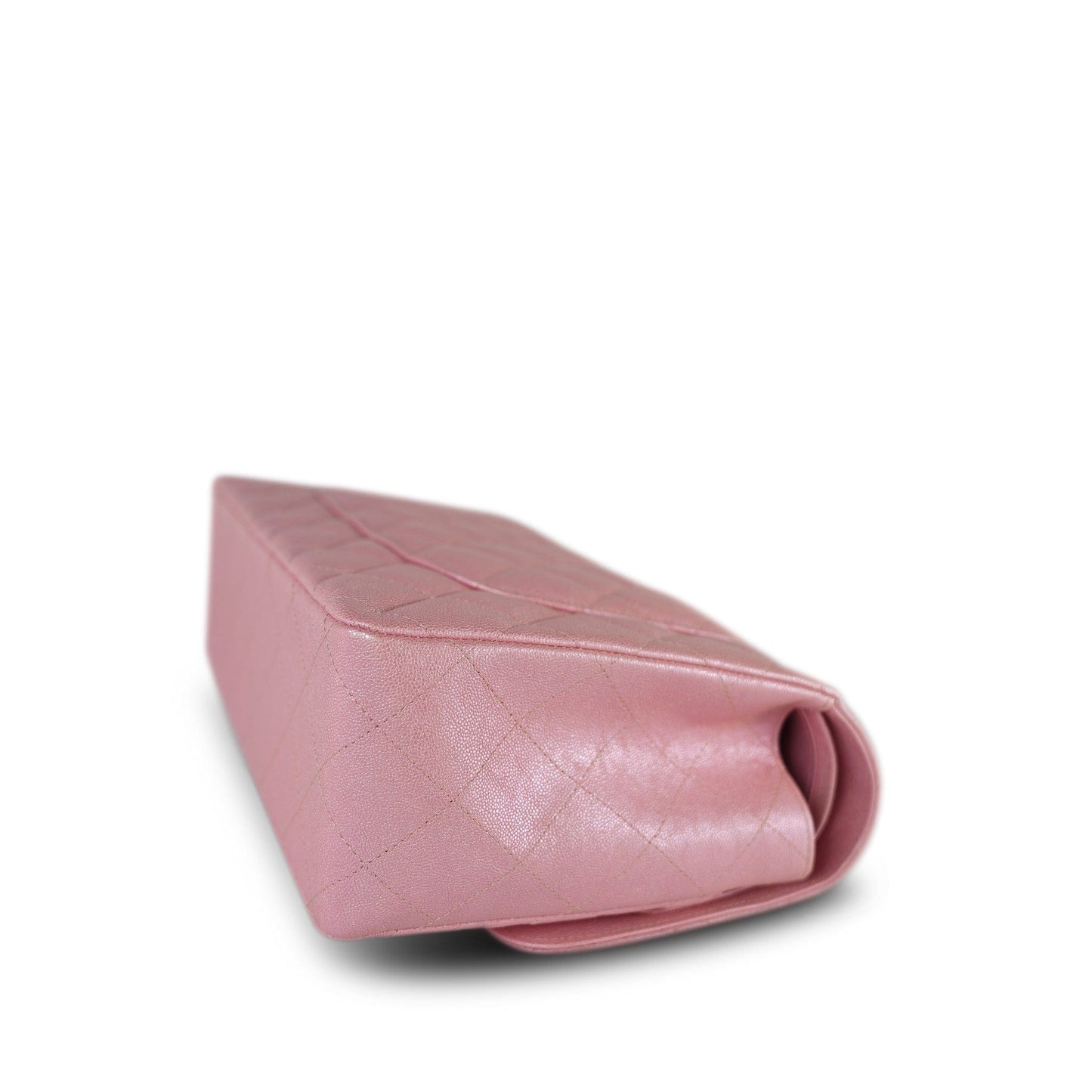 19S Iridescent Pink Caviar Quilted Jumbo Classic Flap Light Gold Hardware
