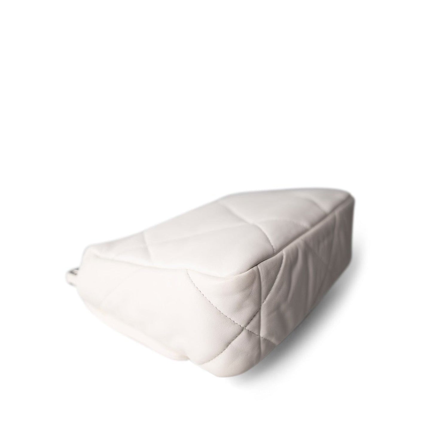 White Lambskin Quilted 19 Flap Small MHW
