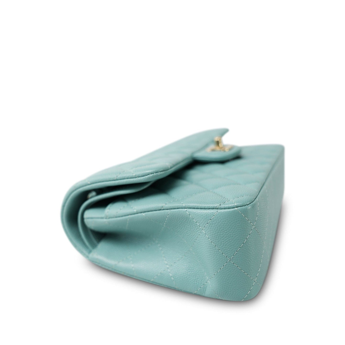 20C Tiffany Blue Caviar Quilted Classic Flap Small Light Gold Hardware