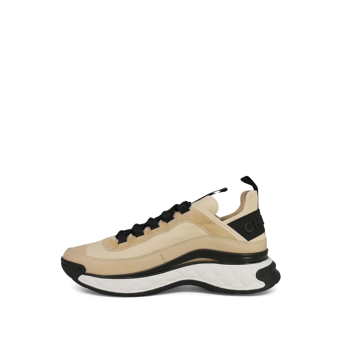 20C Beige Black Fabric/Calfskin/Suede CC Sneaker Size 39