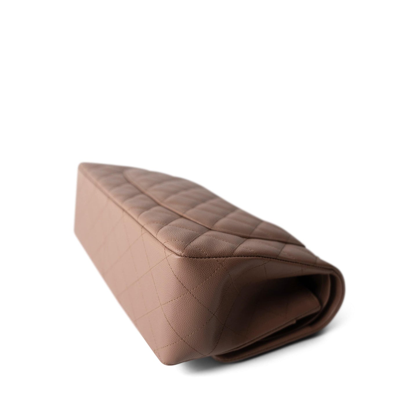 17B Dark Beige Caviar Quilted Classic Flap Jumbo Silver Hardware