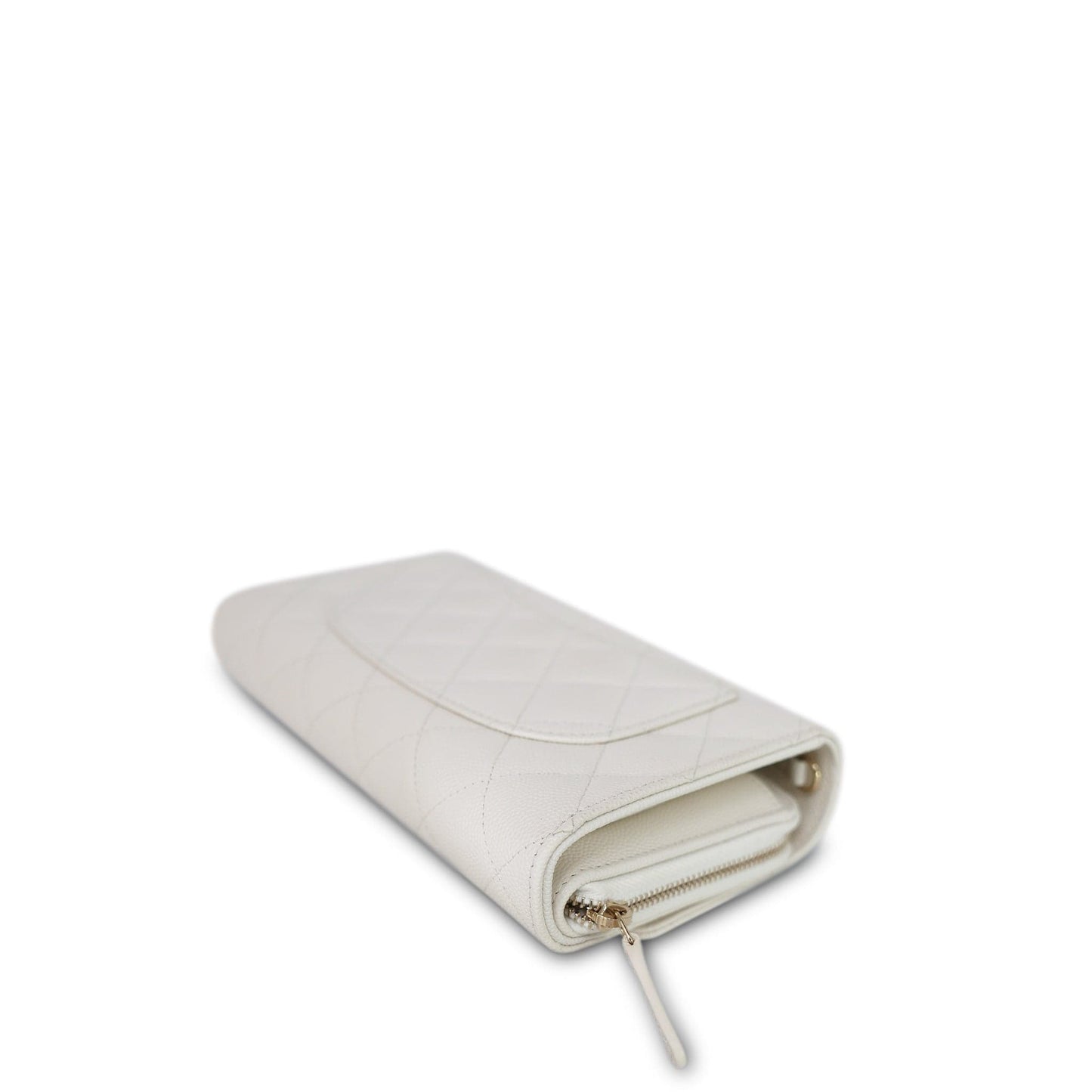 White Caviar Quilted Phone Holder Wallet On Chain LGHW