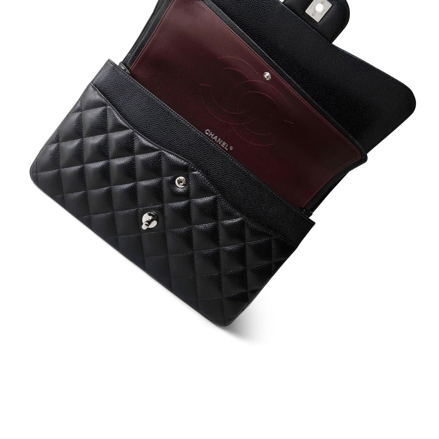 18B Black Caviar Quilted Jumbo Classic Flap SHW