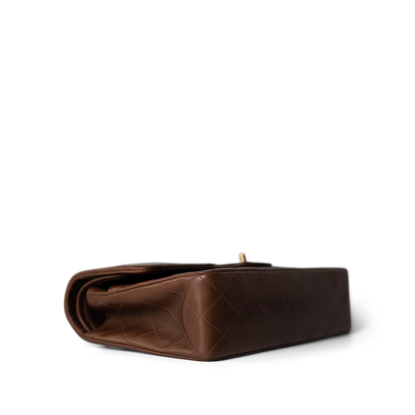 Vintage Brown Lambskin Quilted Classic Flap Bag Medium GHW