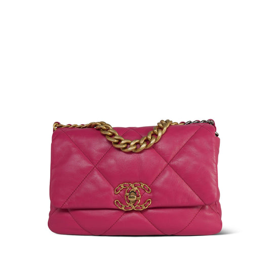 20A Pink Goatskin Quilted 19 Flap Small Mixed Hardware