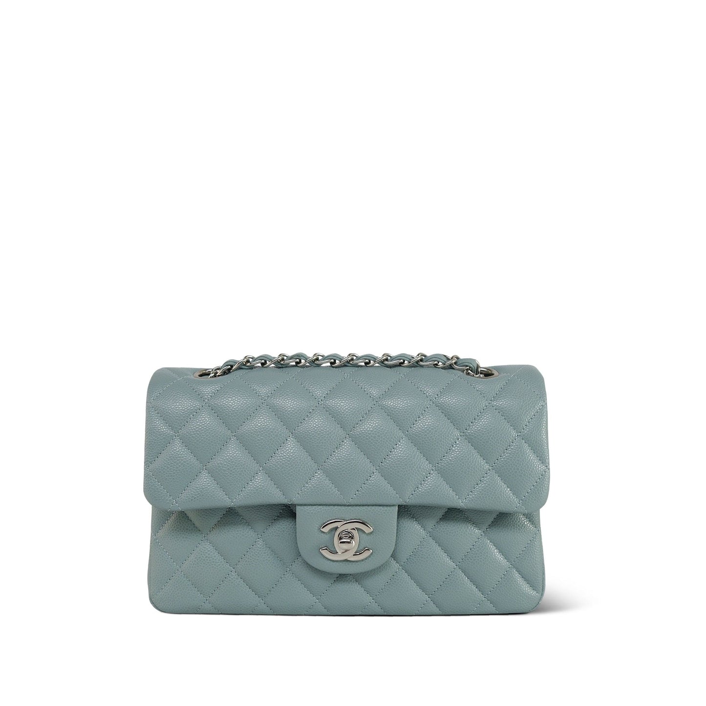 20B Blue Caviar Quilted Classic Flap Small Silver Hardware