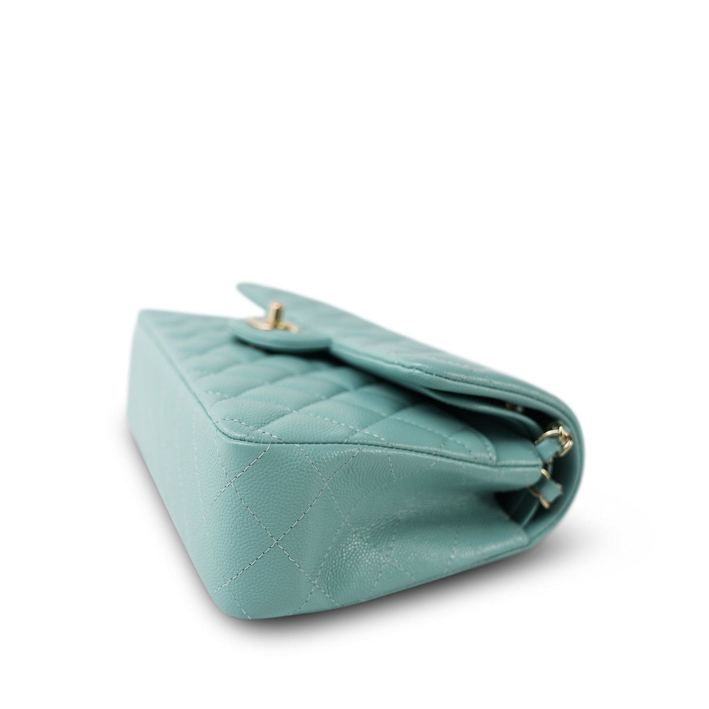 20C Tiffany Blue Caviar Quilted Classic Flap Small Light Gold Hardware