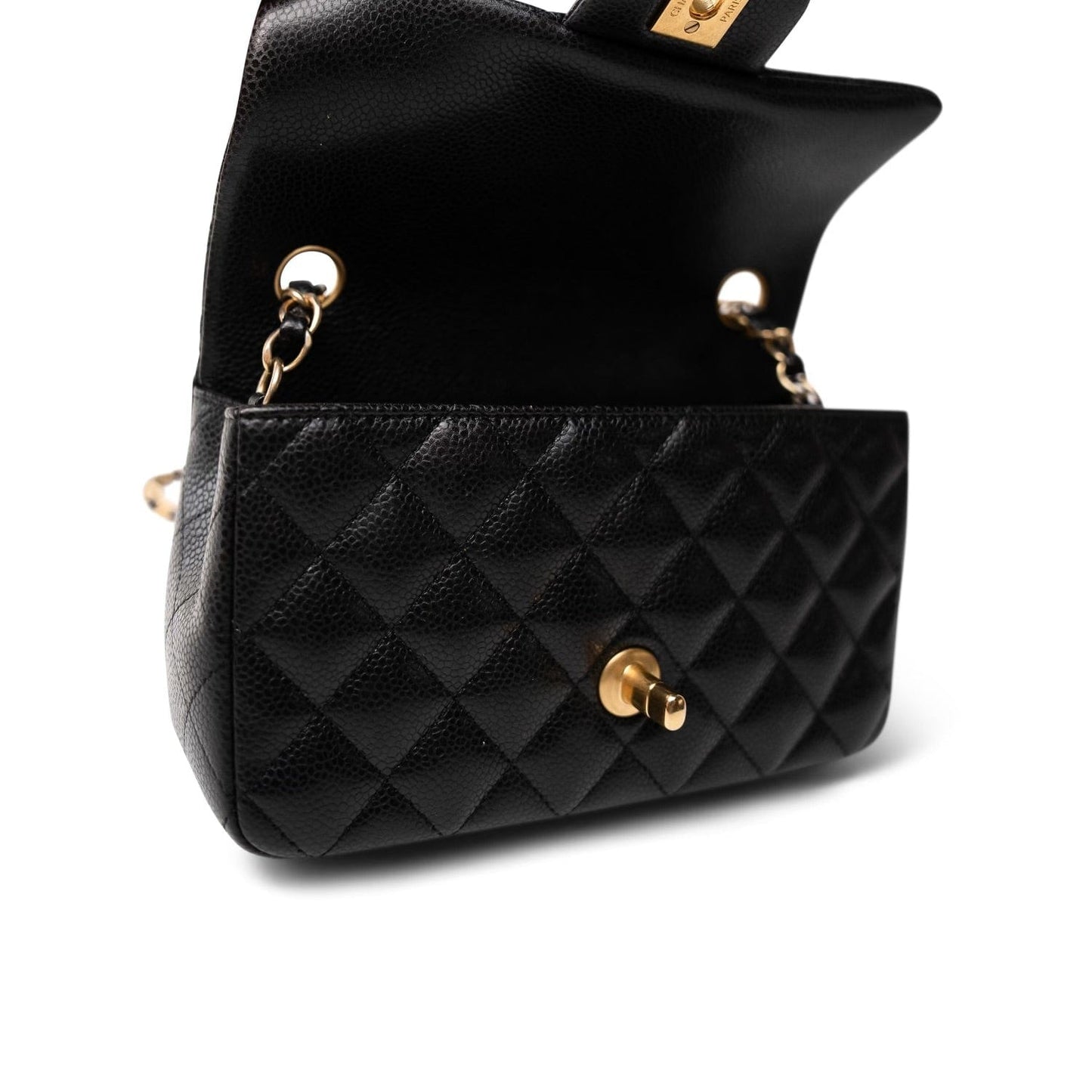16C Black Caviar Quilted Mini Rectangular Single Flap