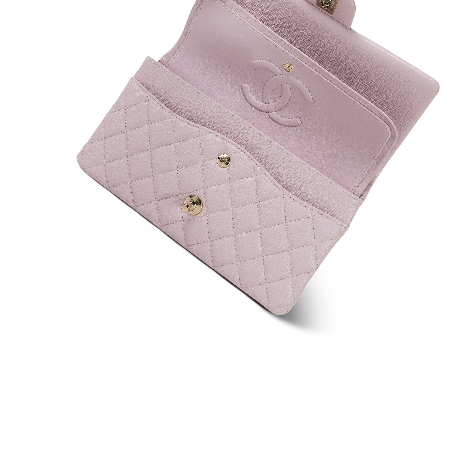 21S Light Pink Caviar Quilted Classic Flap Medium Light Gold Hardware