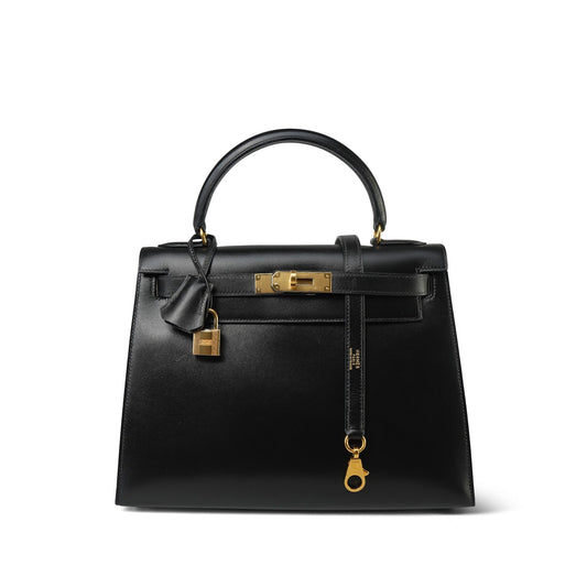 Vintage Kelly Sellier 28 Black Box Calfskin Gold Plated (Y) Stamp