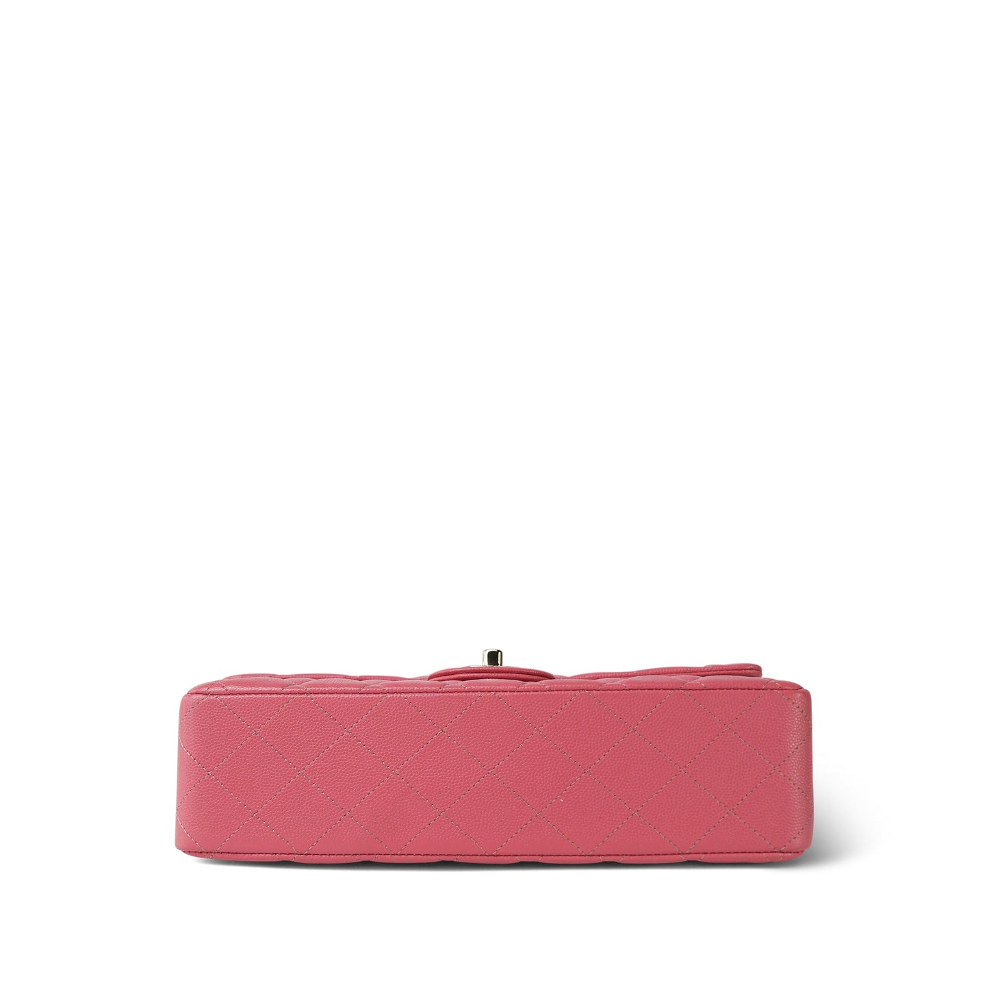 18S Pink Caviar Medium Quilted Classic Double Flap Light Gold Hardware